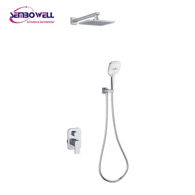 New Luxury Brass Shower System Rain shower with Hand Shower Set and in-wall mixer