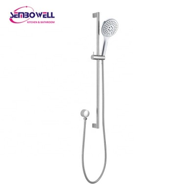 Wall Mounted Brass Shower Sliding Bar Hand Shower Rail Set with in-wall mixer and overhead shower